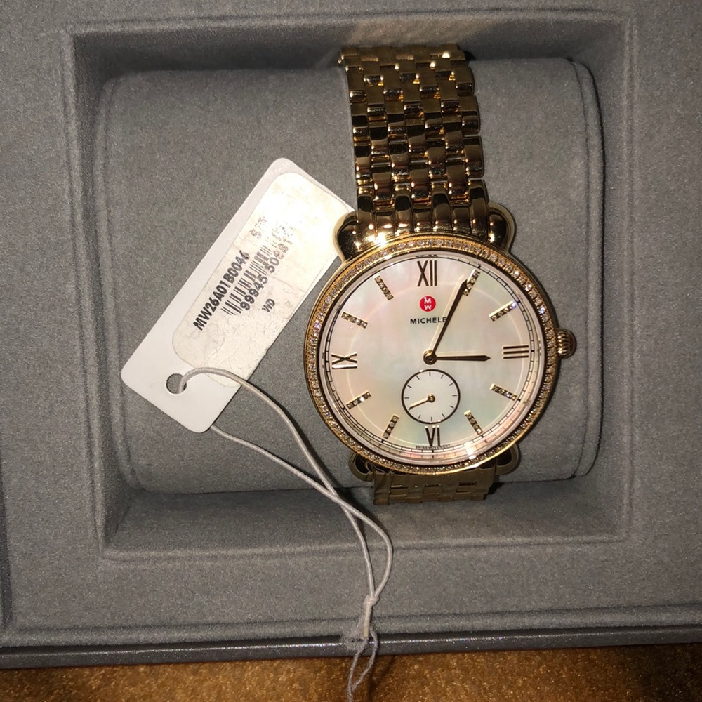 New Michele watch gold with diamonds